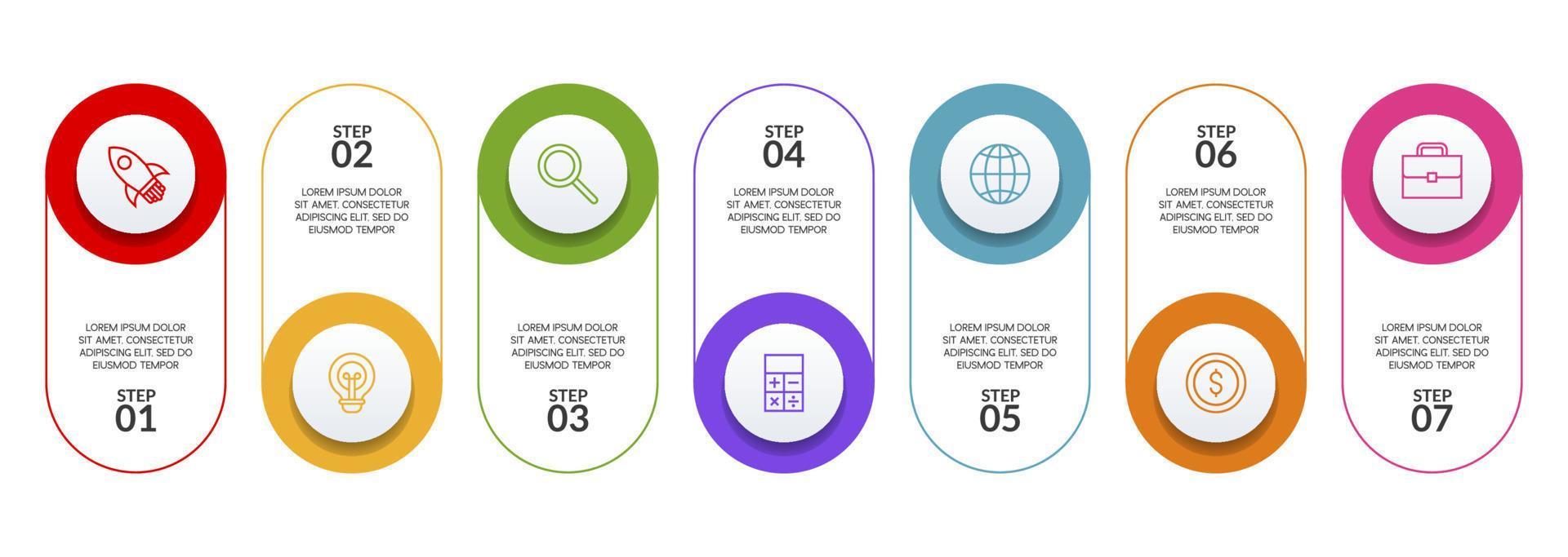 infografia diseño modelo y íconos con 7 7 opciones o 7 7 pasos vector