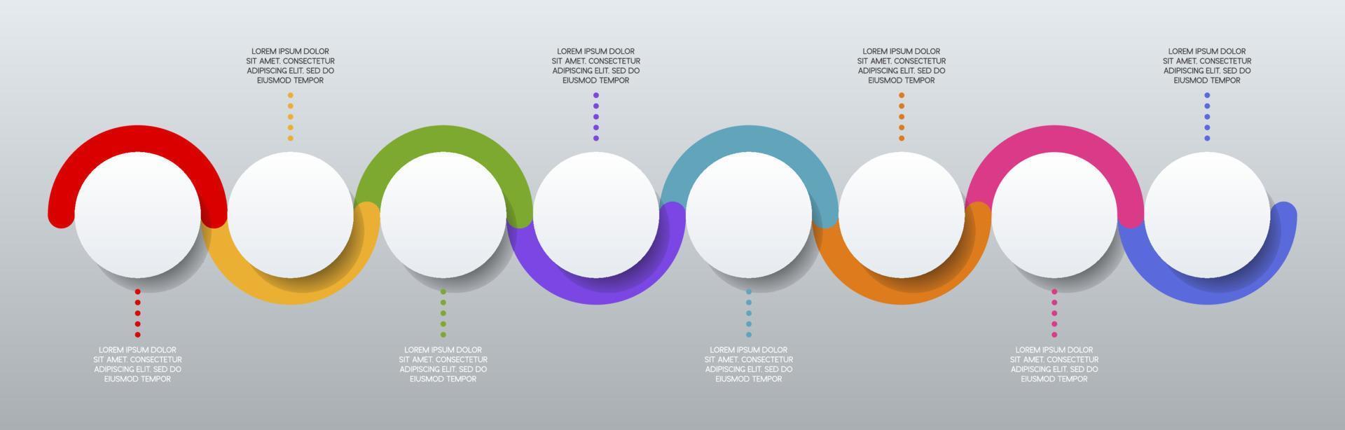 infografia diseño modelo y íconos con 8 opciones o 8 pasos vector