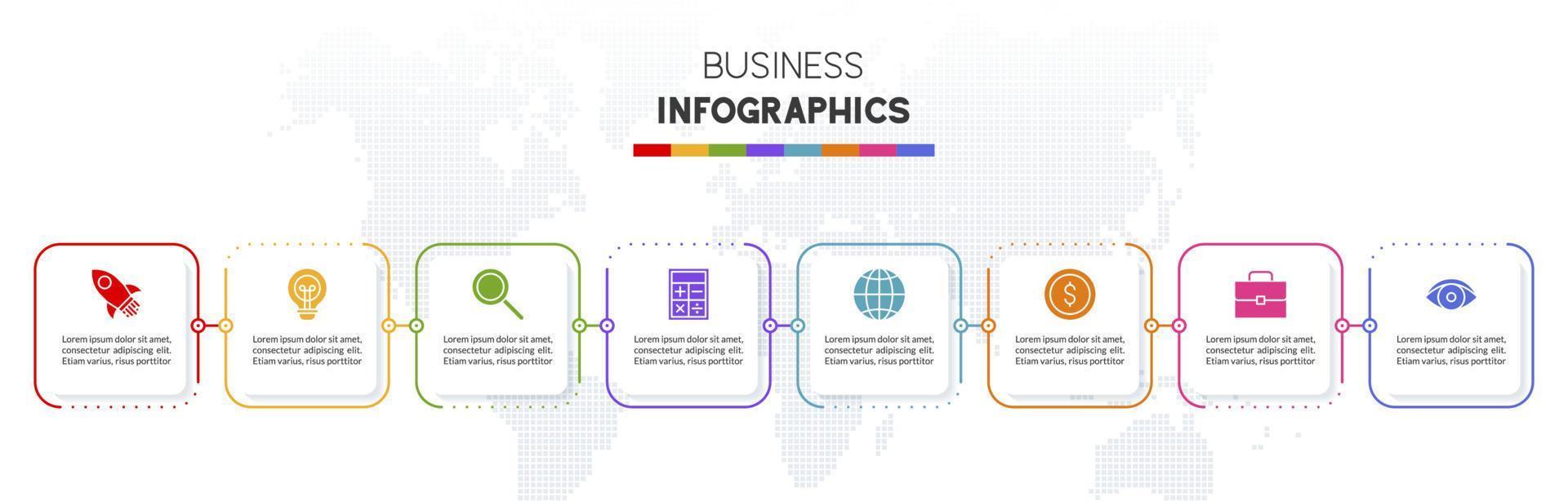 Infographics design template and icons with 8 options or 8 steps vector