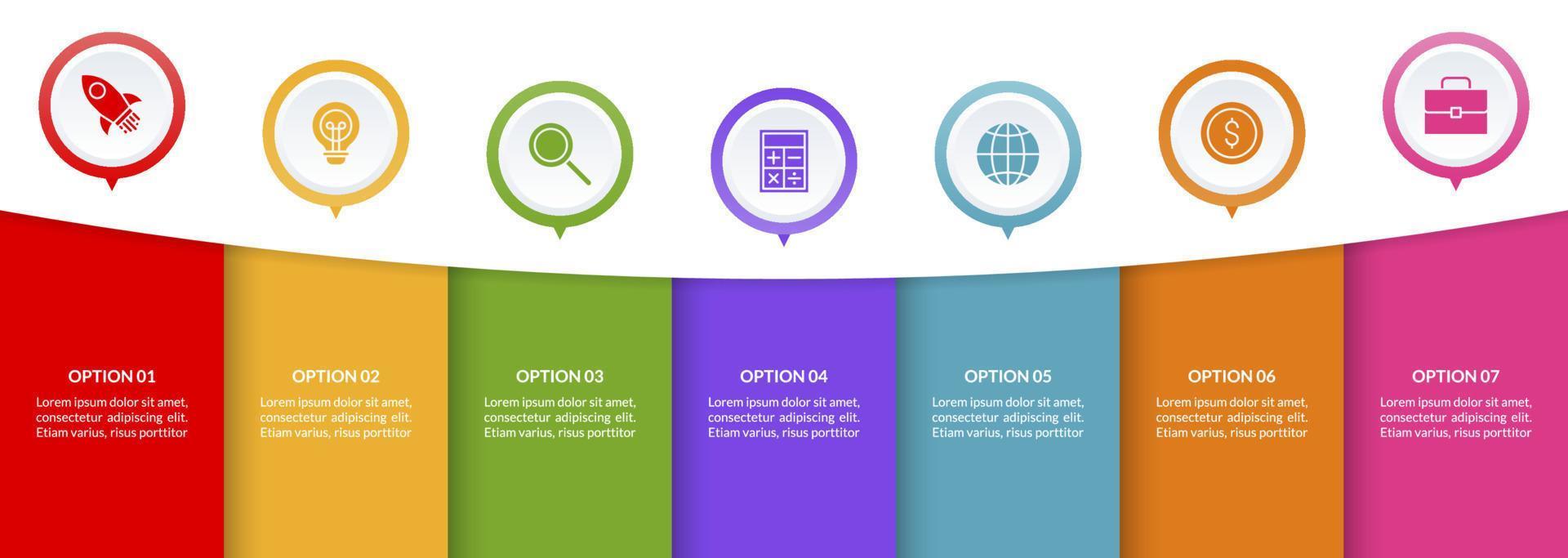 infografia diseño modelo y íconos con 7 7 opciones o 7 7 pasos vector