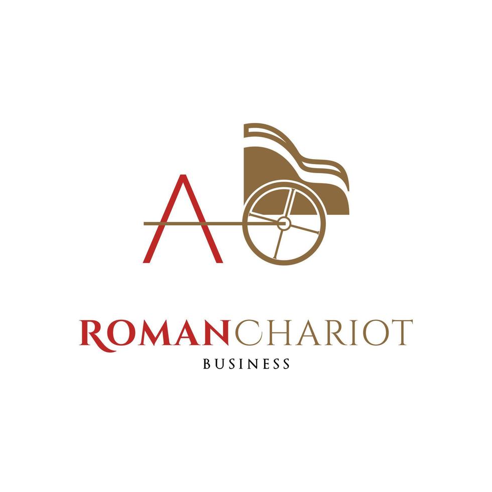 Initial Letter A Ancient Roman Chariot Icon Logo Design Template vector