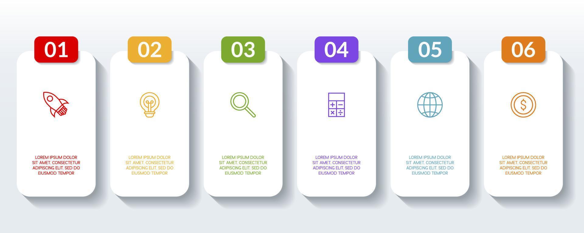 Infographics design template and icons with 6 options or 6 steps vector