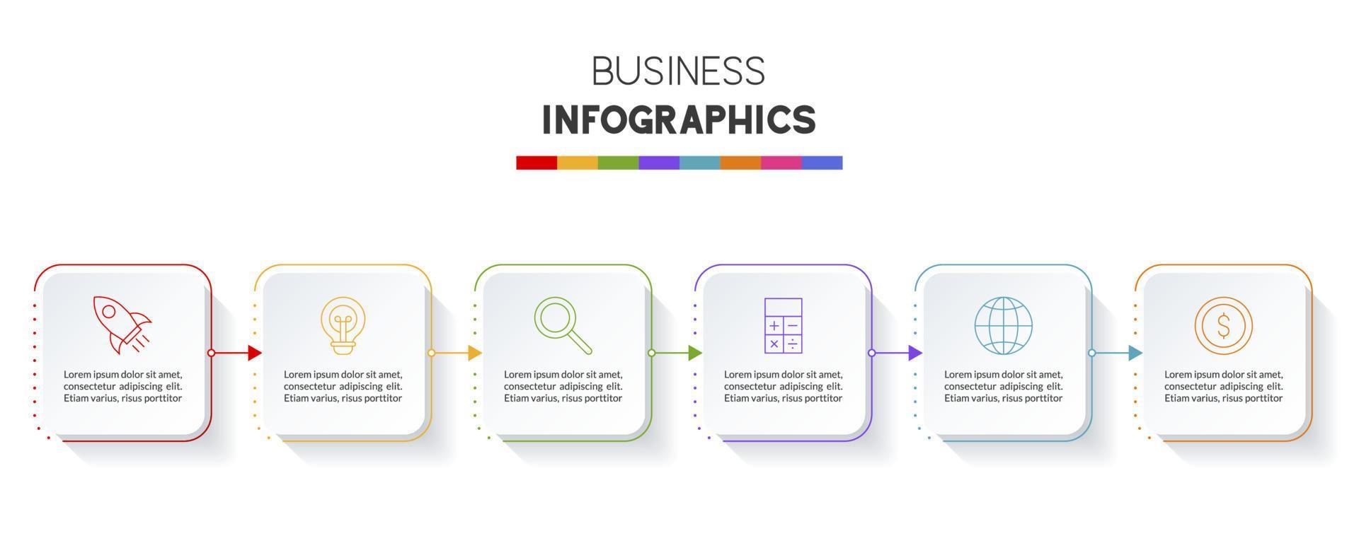 Infographics design template and icons with 6 options or 6 steps vector