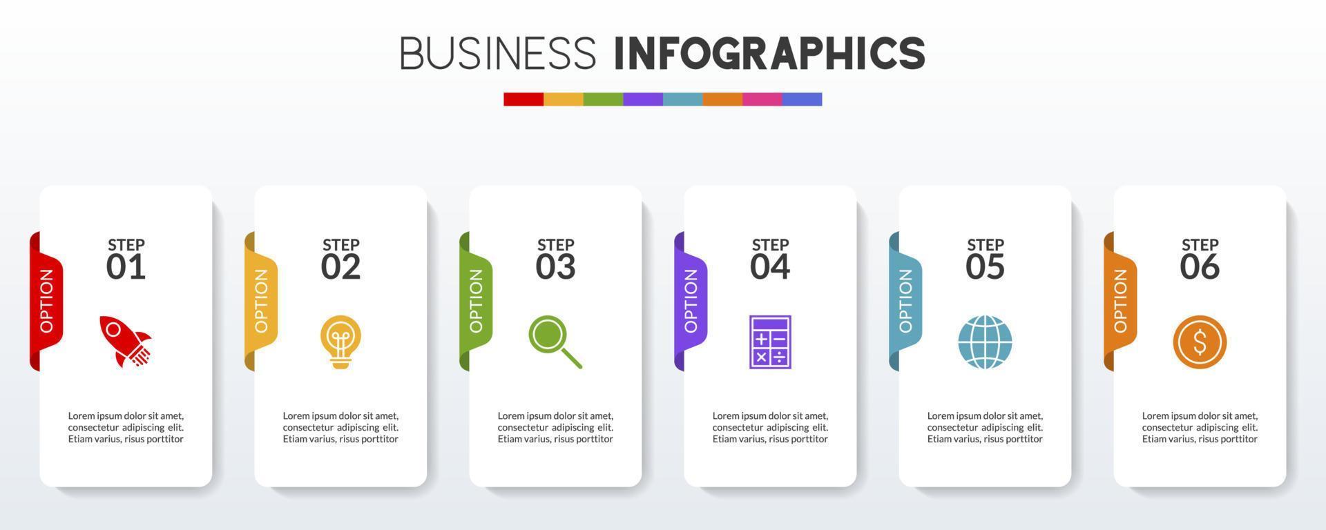 Infographics design template and icons with 6 options or 6 steps vector