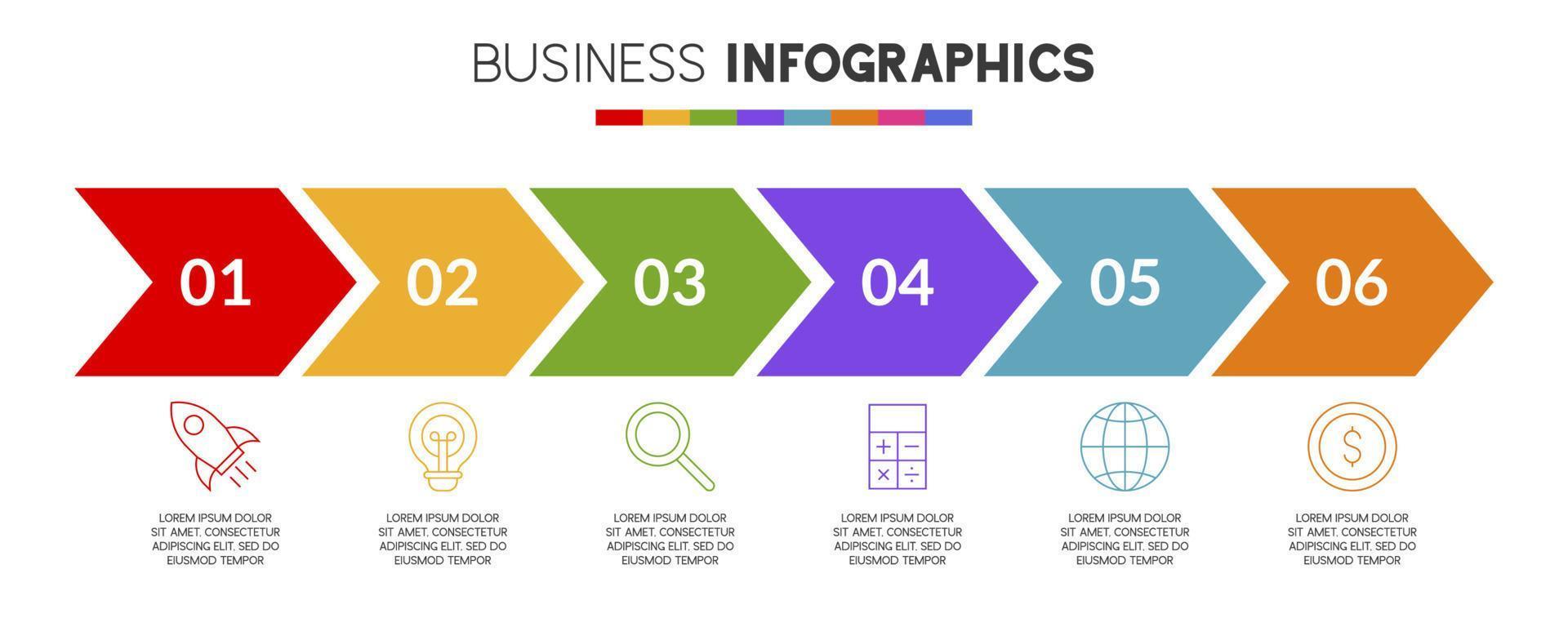 Infographics design template and icons with 6 options or 6 steps vector