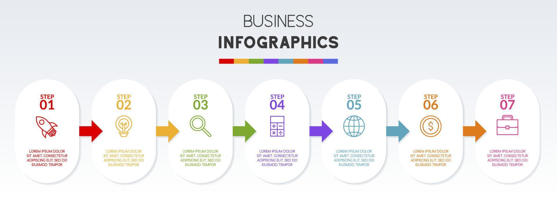 Infographics design template and icons with 7 options or 7 steps vector
