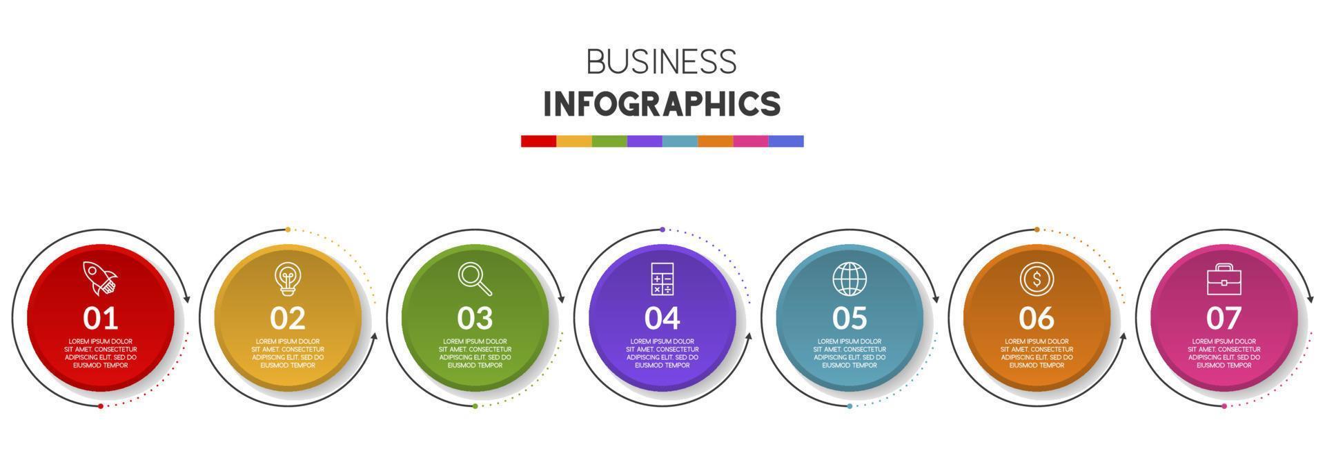 infografia diseño modelo y íconos con 7 7 opciones o 7 7 pasos vector