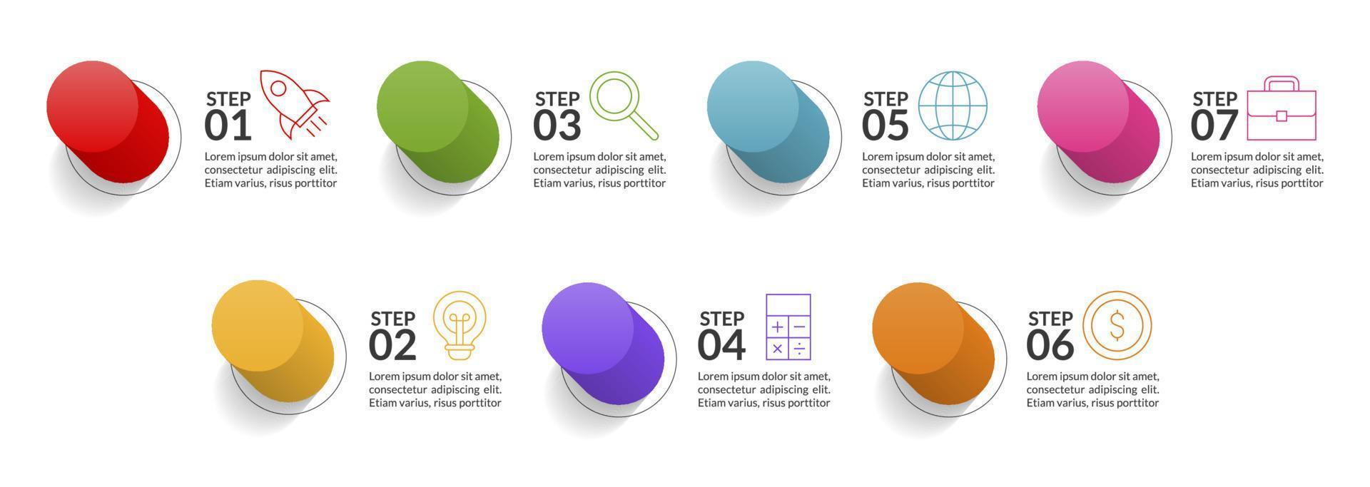 Infographics design template and icons with 7 options or 7 steps vector