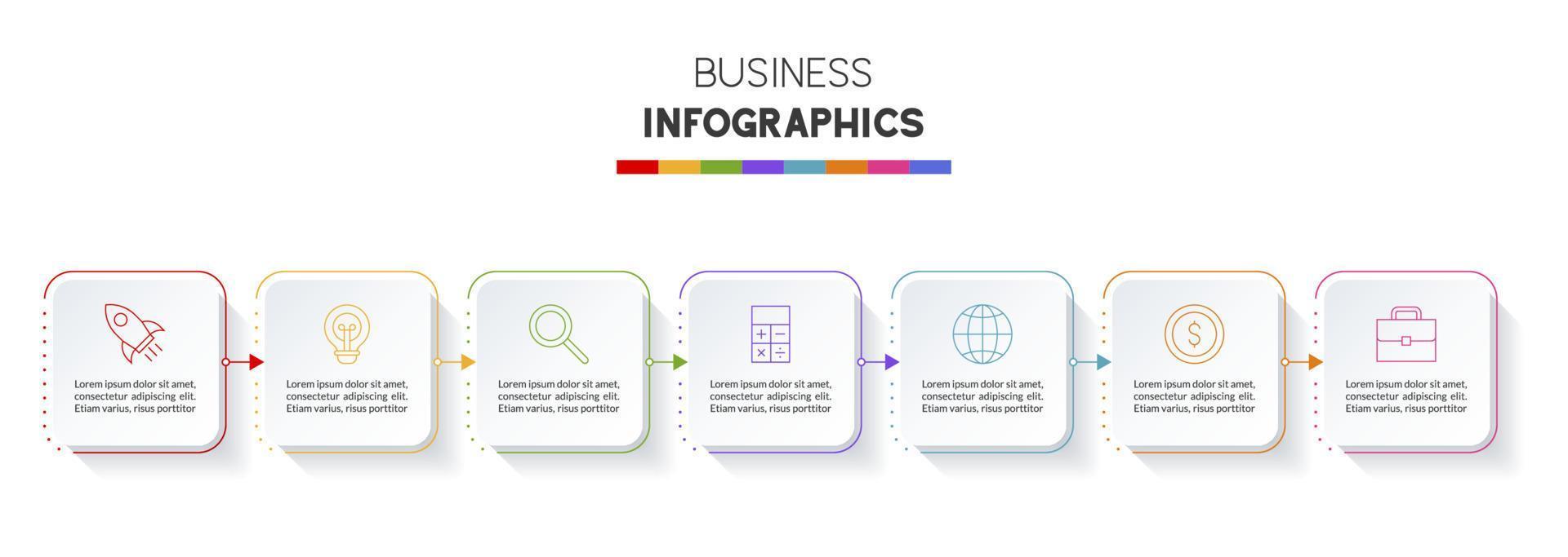 Infographics design template and icons with 7 options or 7 steps vector