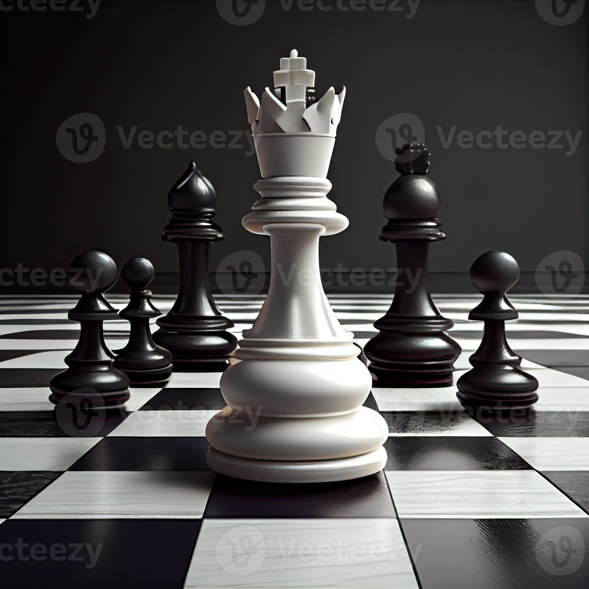 Chess piece on chessboard, competition success and strategy game play,  design created with Generative Ai Stock Illustration