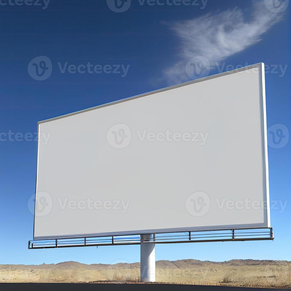 Blank mock up of vertical street poster billboard on city background. photo