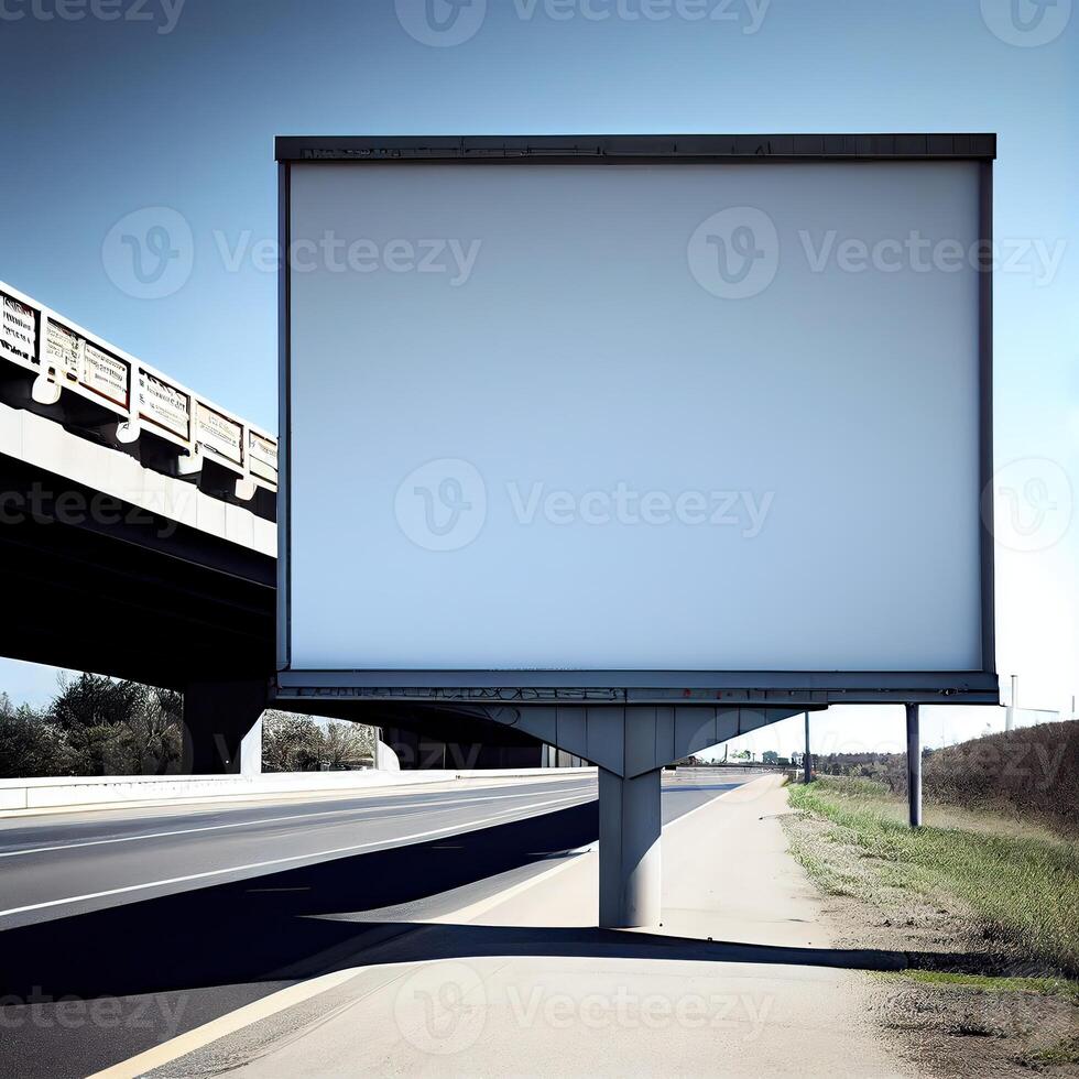 Blank mock up of vertical street poster billboard on city background. photo