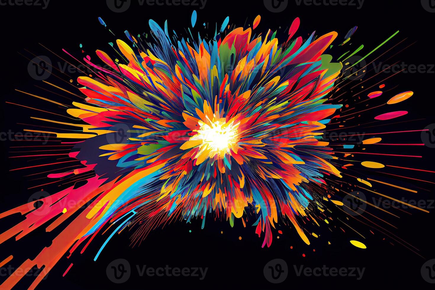 Radial speed lines background. Color rays of explosion. Speed motion in hyperspace tunnel. Abstract comic wallpaper for media advertising. . photo