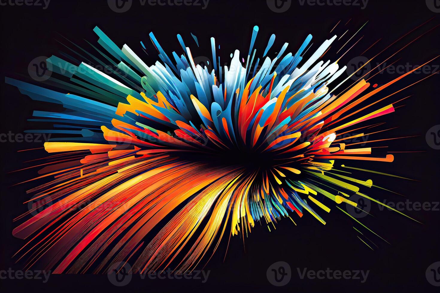 Radial speed lines background. Color rays of explosion. Speed motion in hyperspace tunnel. Abstract comic wallpaper for media advertising. . photo