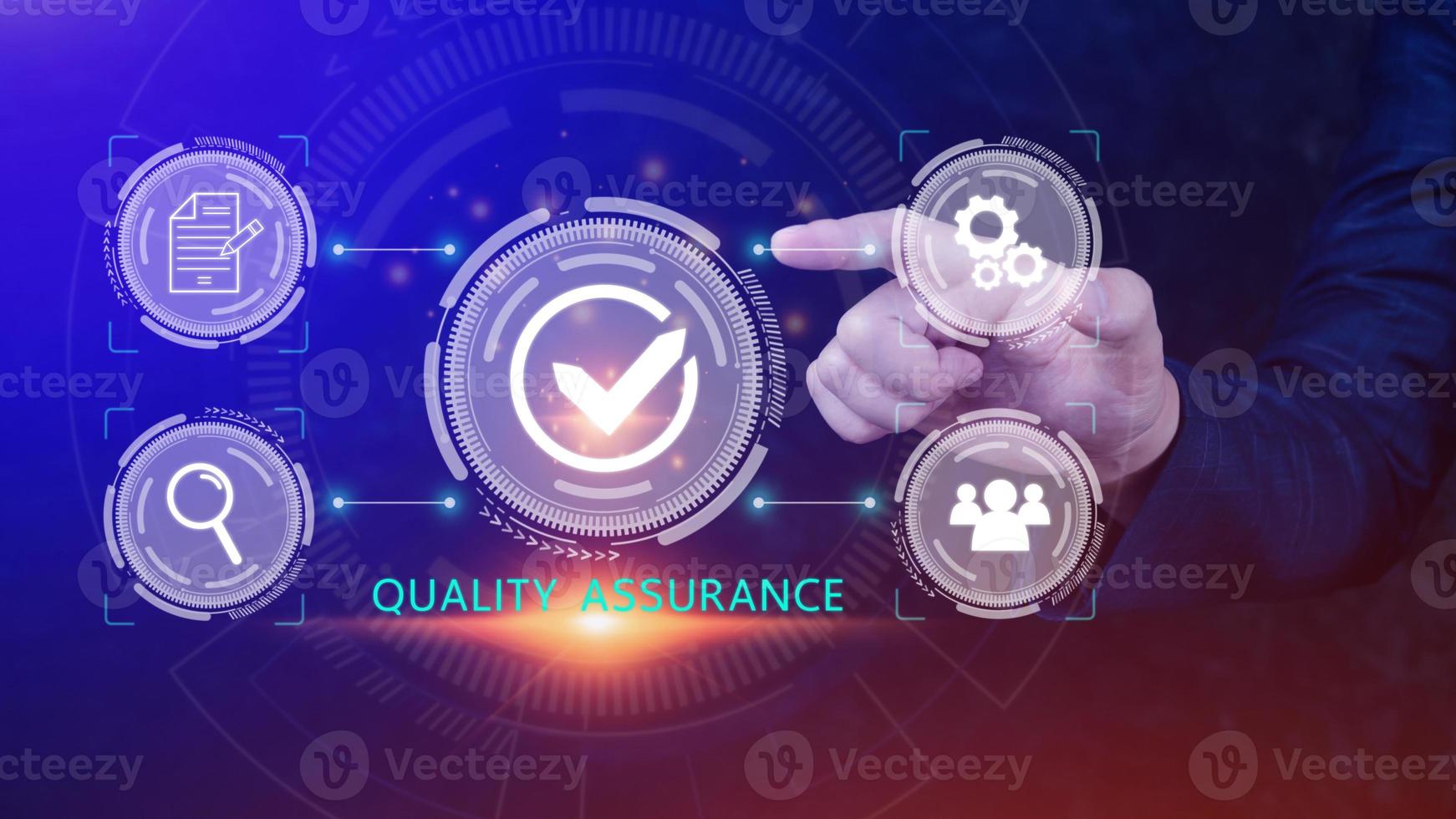 Quality Assurance Control Standards, Standards and Certification Concepts, Guaranteed Quality Guaranteed Service Standard Internet Technology Business Concept. photo