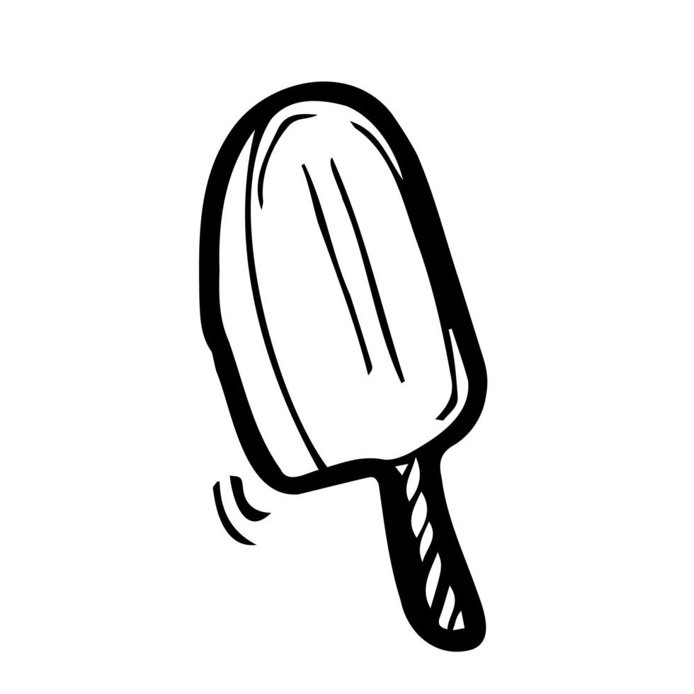 Doodle ice-cream sketch in vector. Line ice-cream drawing vector