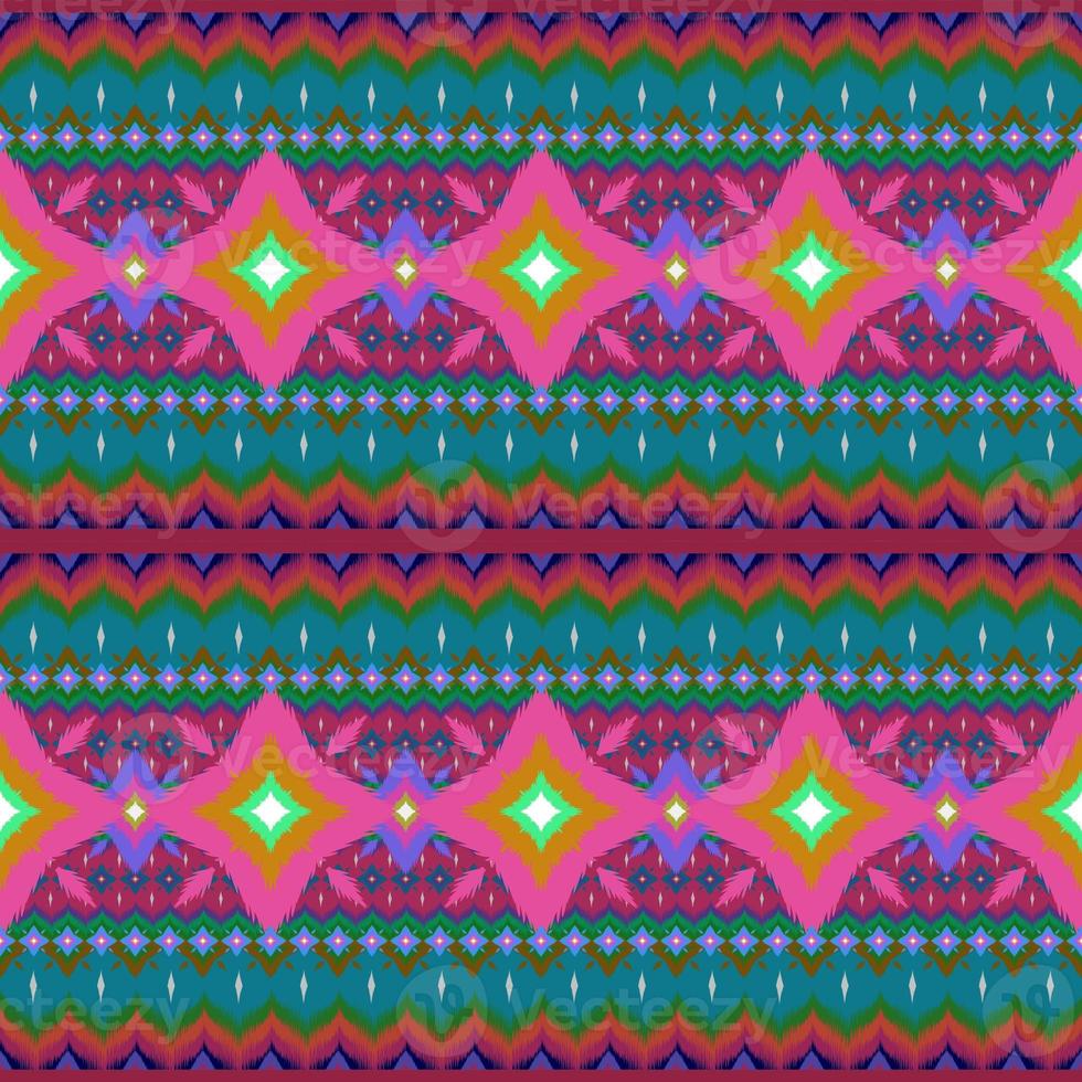Ikat geometric folklore ornament, Tribal ethnic texture. Seamless striped pattern in Aztec style, Figure tribal embroidery, Scandinavian, Ikat pattern photo