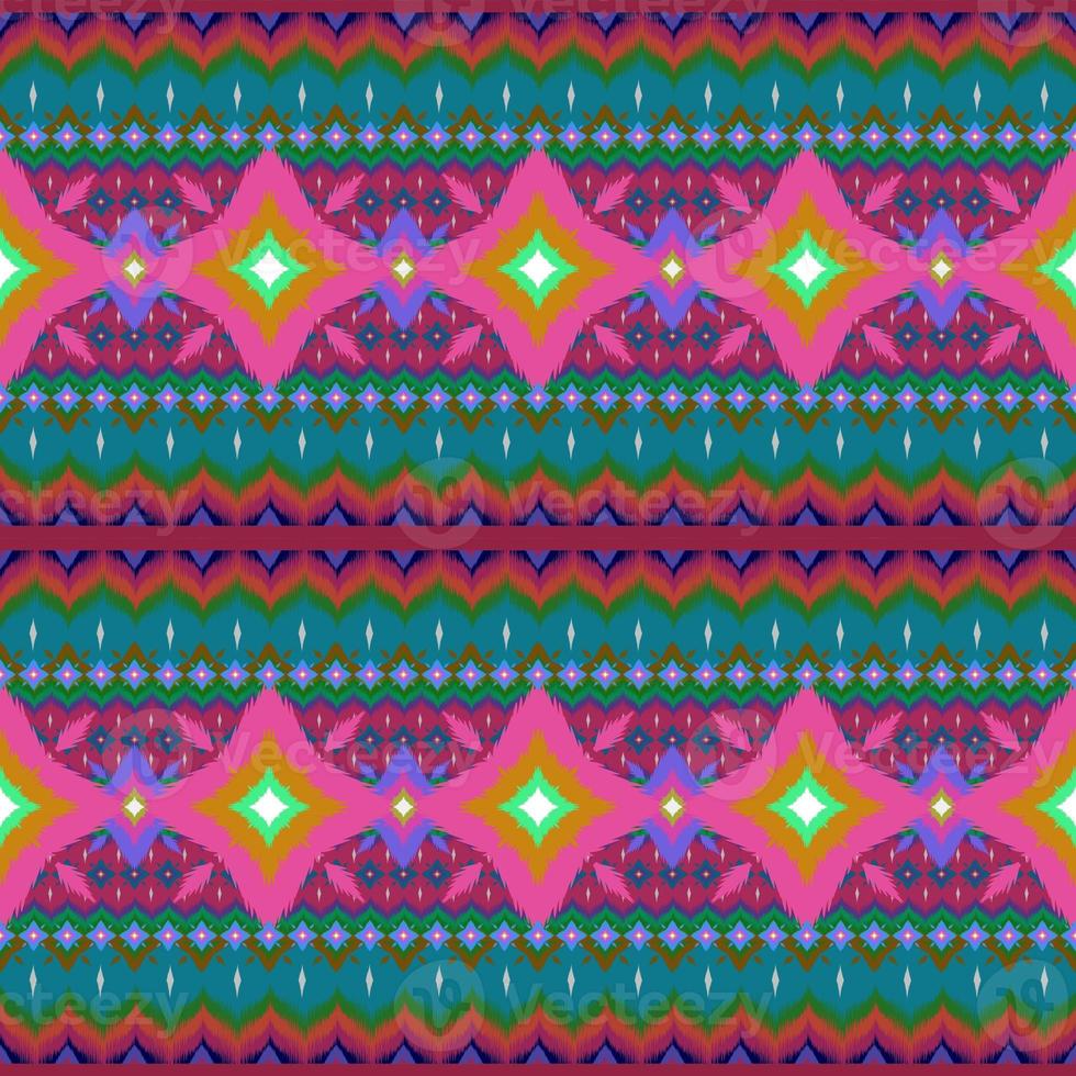 Ikat geometric folklore ornament, Tribal ethnic texture. Seamless striped pattern in Aztec style, Figure tribal embroidery, Scandinavian, Ikat pattern photo