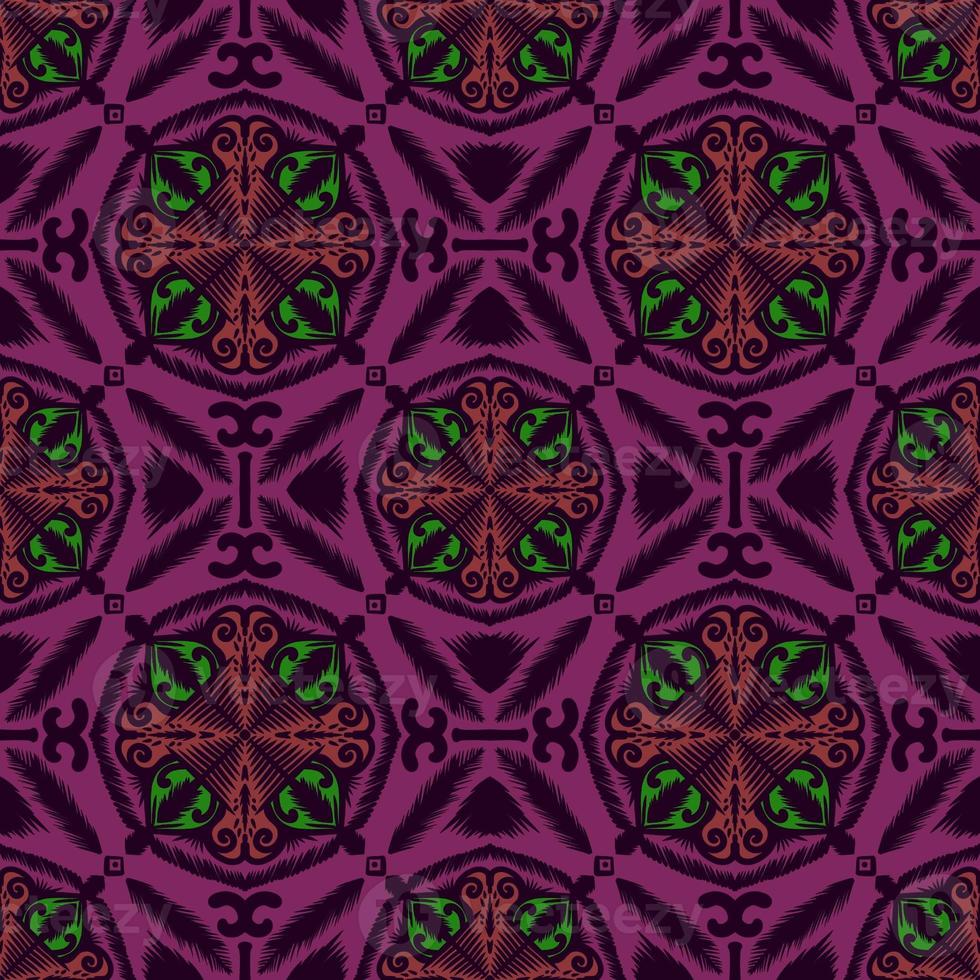 Ikat geometric folklore ornament, Tribal ethnic texture. Seamless striped pattern in Aztec style, Figure tribal embroidery, Scandinavian, Ikat pattern photo