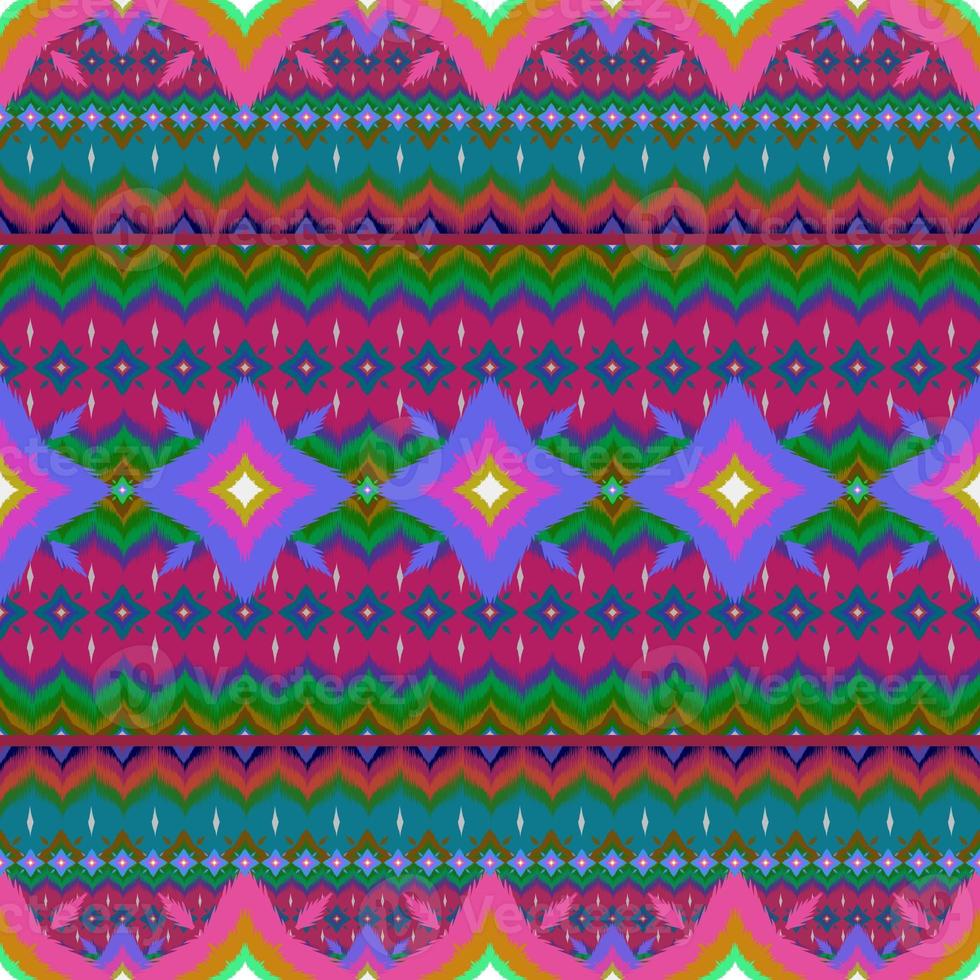 Ikat geometric folklore ornament, Tribal ethnic texture. Seamless striped pattern in Aztec style, Figure tribal embroidery, Scandinavian, Ikat pattern photo