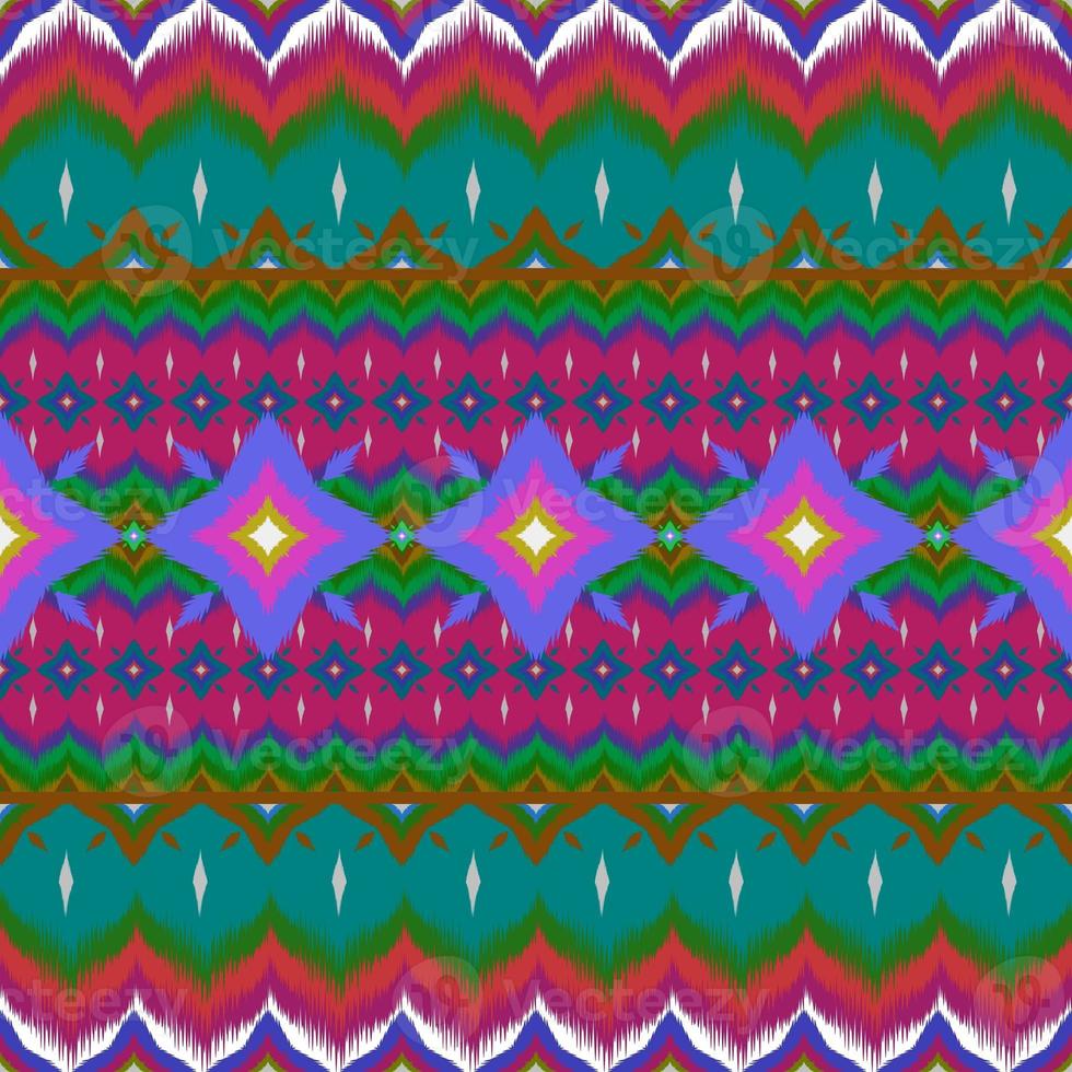 Ikat geometric folklore ornament, Tribal ethnic texture. Seamless striped pattern in Aztec style, Figure tribal embroidery, Scandinavian, Ikat pattern photo