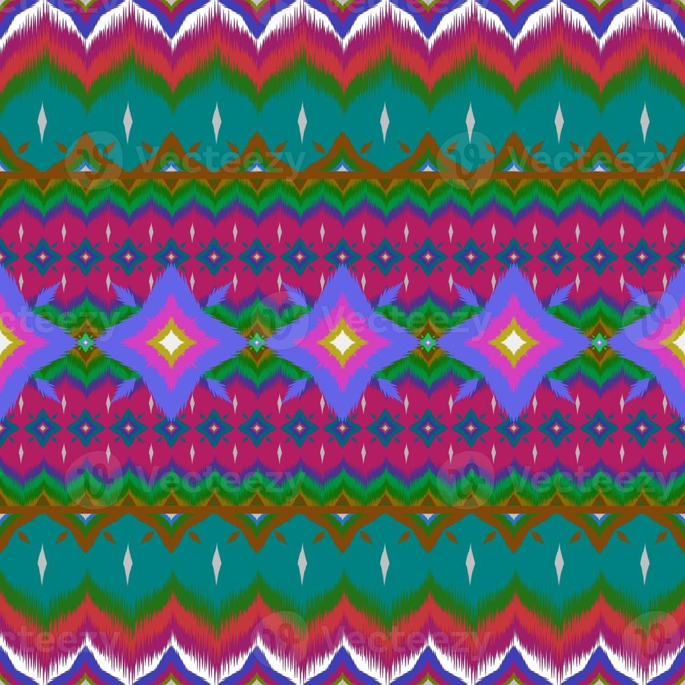 Ikat geometric folklore ornament, Tribal ethnic texture. Seamless striped pattern in Aztec style, Figure tribal embroidery, Scandinavian, Ikat pattern photo