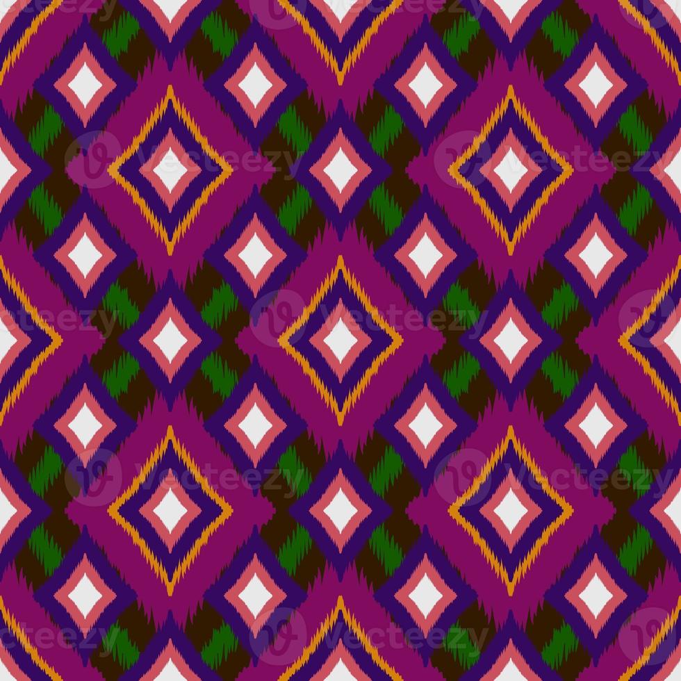 Ikat geometric folklore ornament, Tribal ethnic texture. Seamless striped pattern in Aztec style, Figure tribal embroidery, Scandinavian, Ikat pattern photo