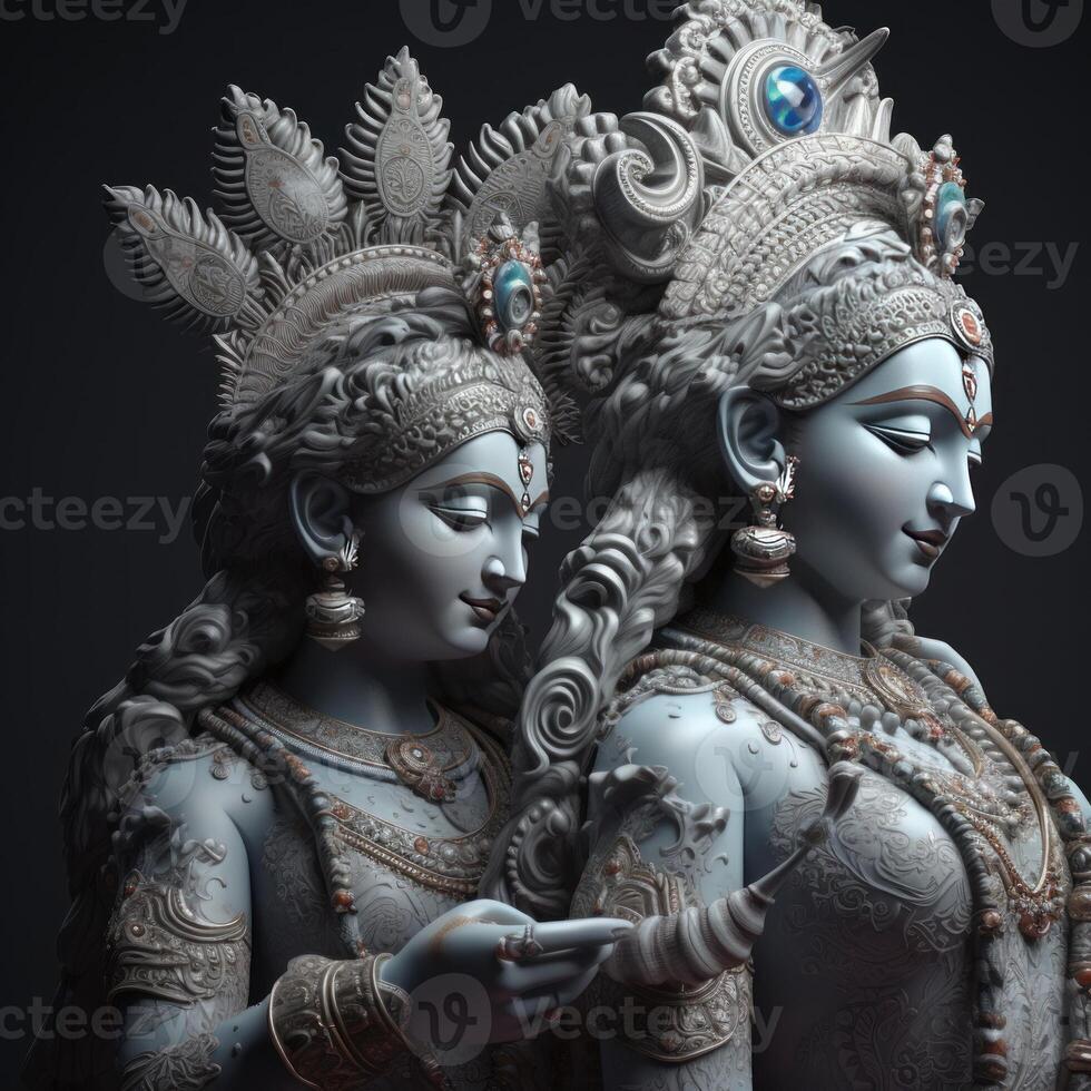 sculpture of lord radha and krishna image photo