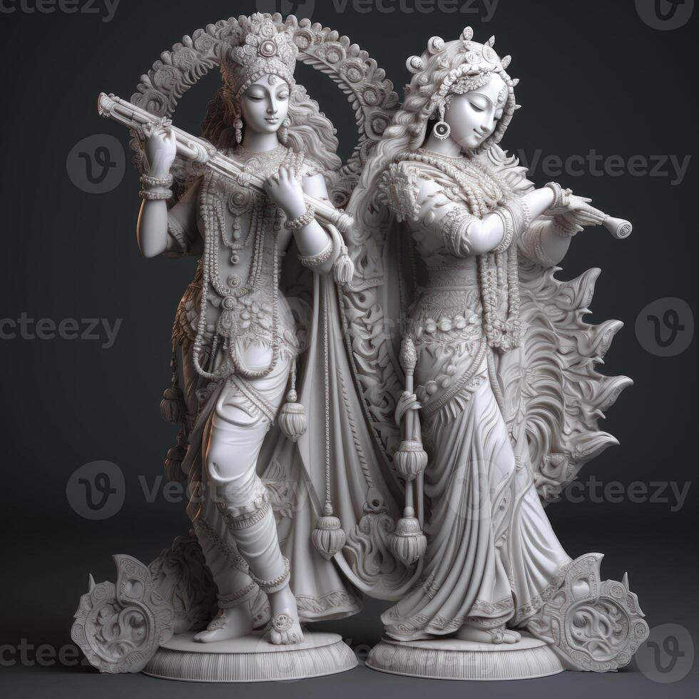 Beautiful sculpture of lord radha and krishna image photo