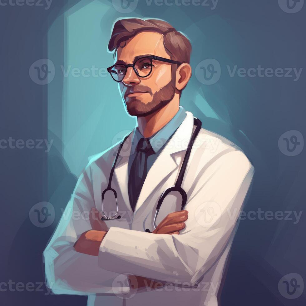 Doctor day poster with character of doctor photo