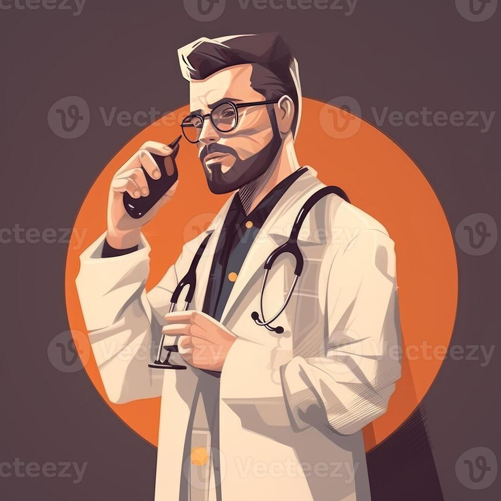 Doctor day poster with character of doctor photo