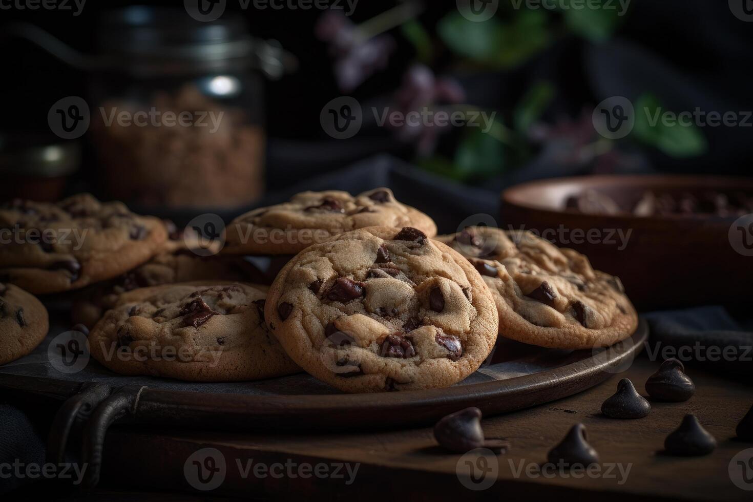 suave matices de el chocolate chip galletas generativo ai foto