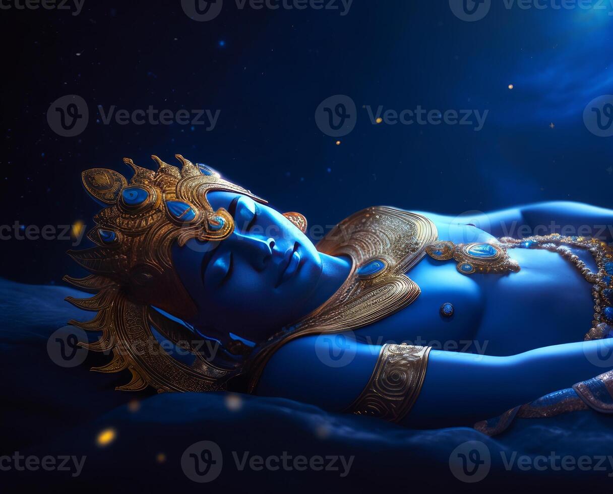 cinematic lighting unreal blue vishnu lord photo