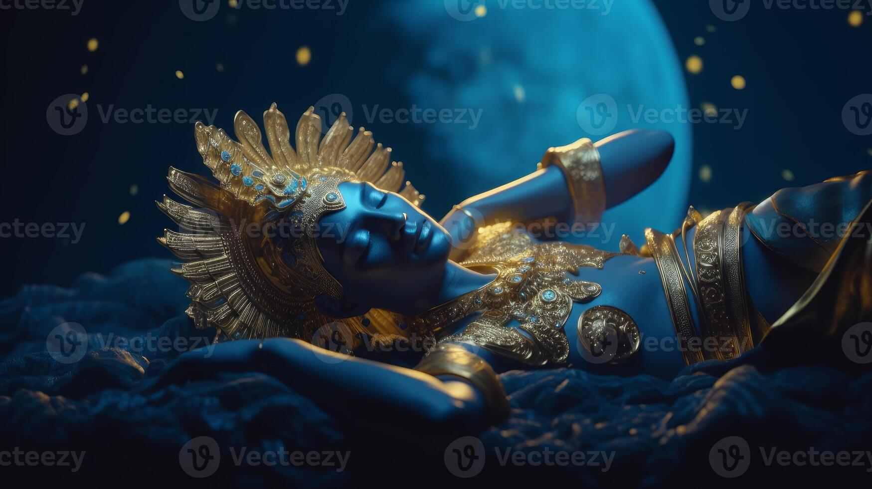 lord vishnu lying in the blue sea cinematic light photo