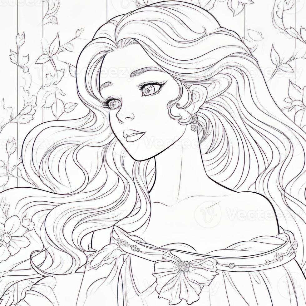 A character portrait princess of coloring book photo