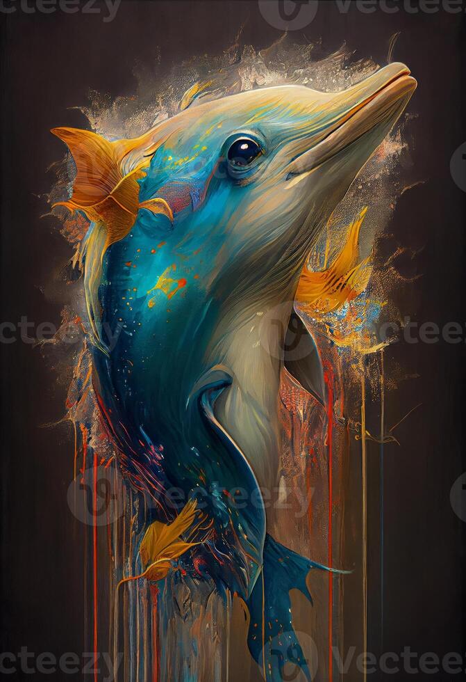 A Colorful painting of a Dolphin photo