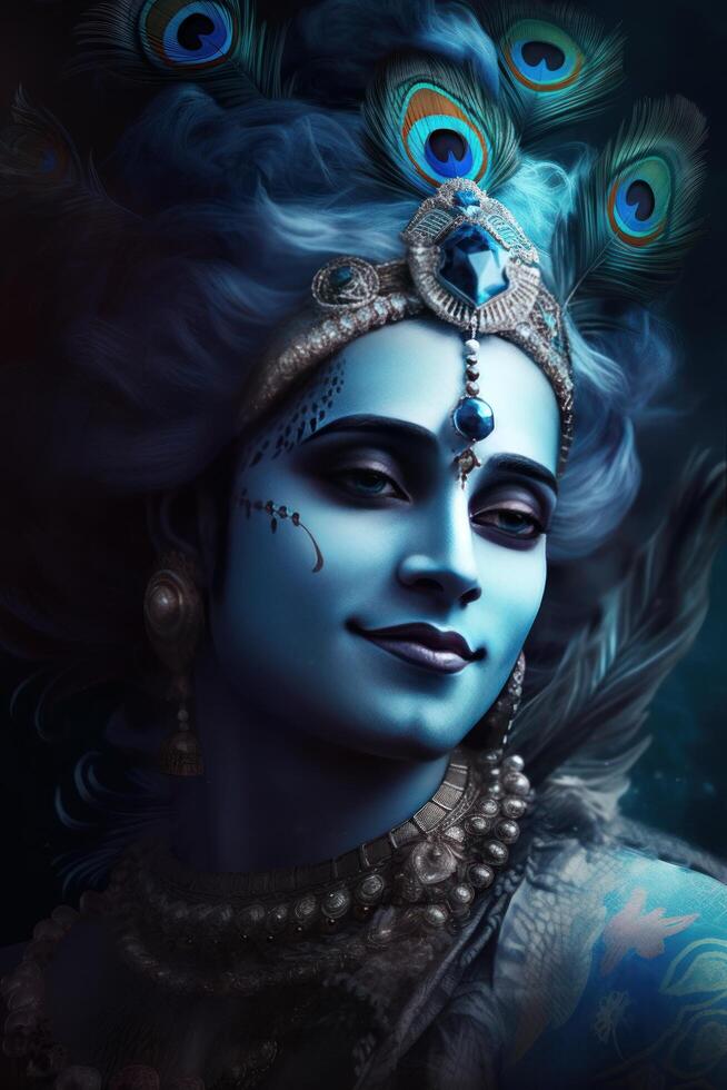 Krishna the hindu god face close up image 22592364 Stock Photo at Vecteezy
