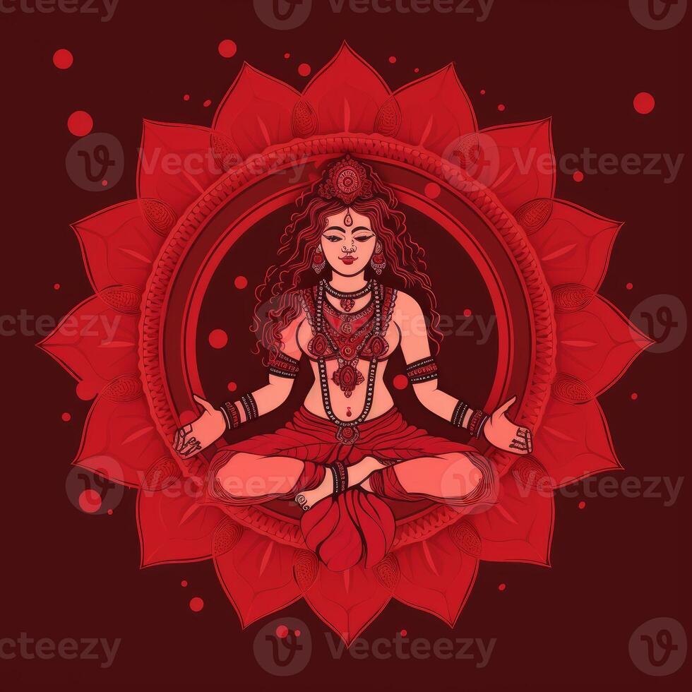 Muladhara chakra on red background photo