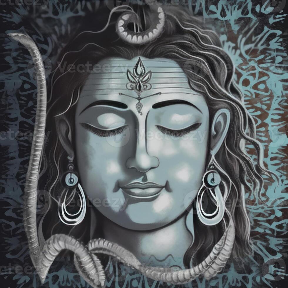 Lord Shiva kobra snake in neck meditating portrait photo