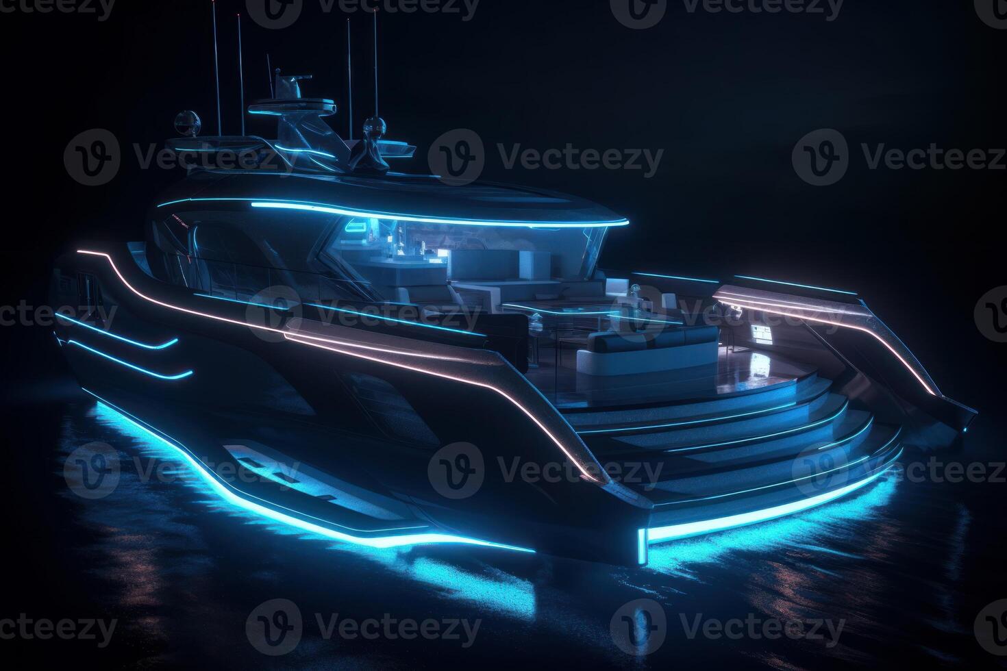 A Spectacular Yacht concept futuristic LED lights glowing yacht photo