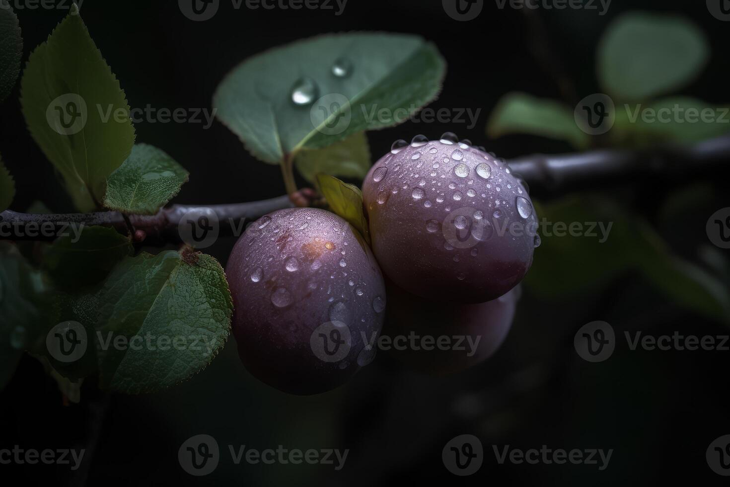 Soft hues of the plum on a branch photo