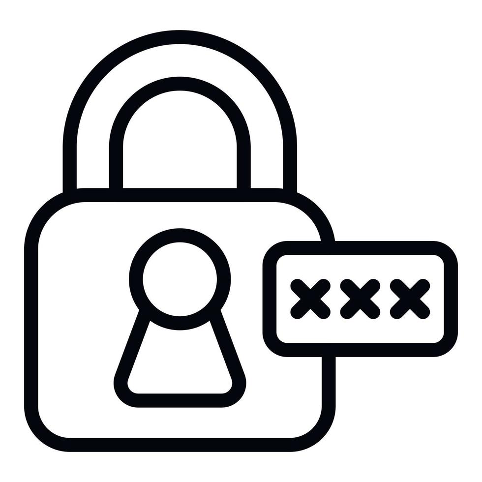 Cyber padlock icon outline vector. Internet account vector