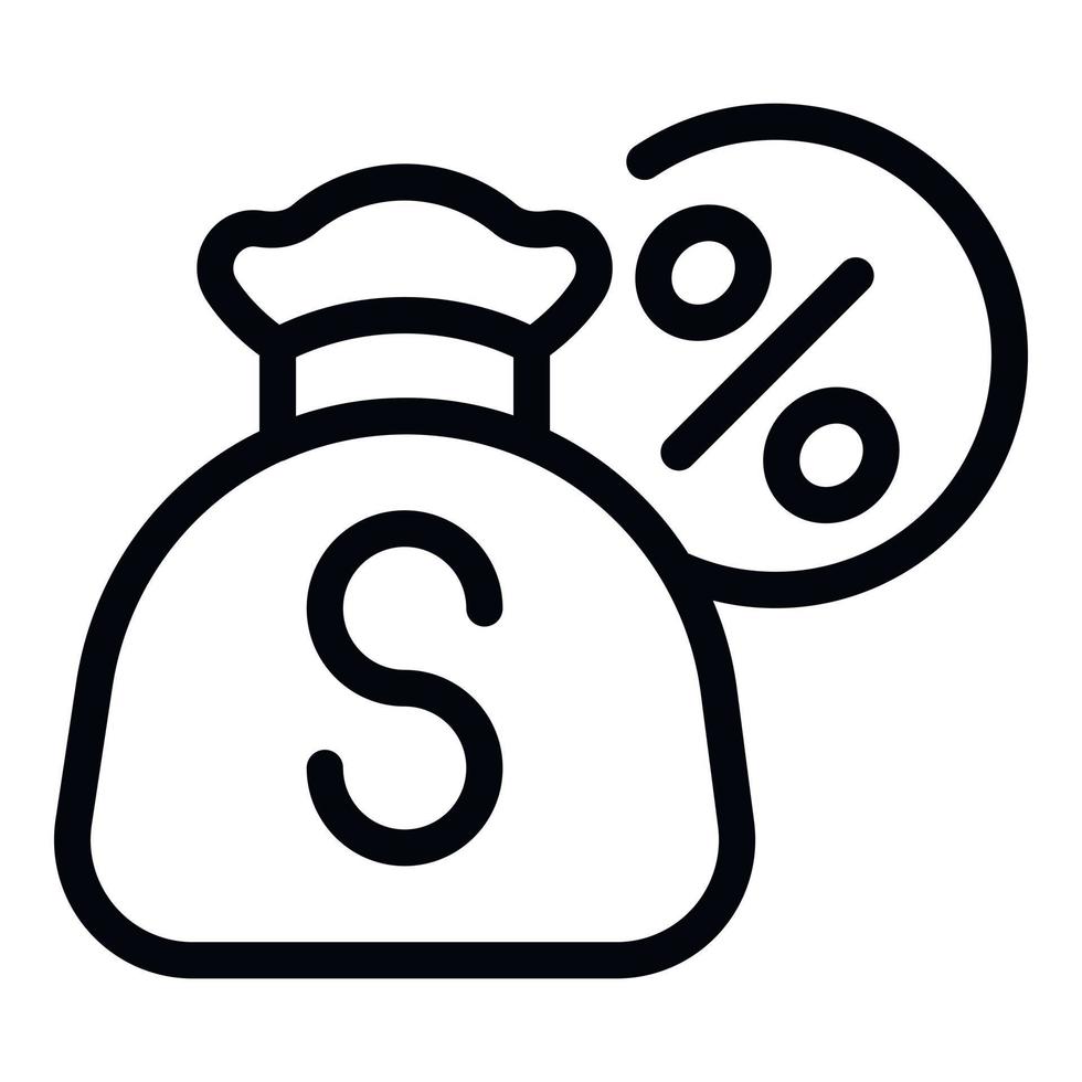 Finance bag icon outline vector. Income reduction vector
