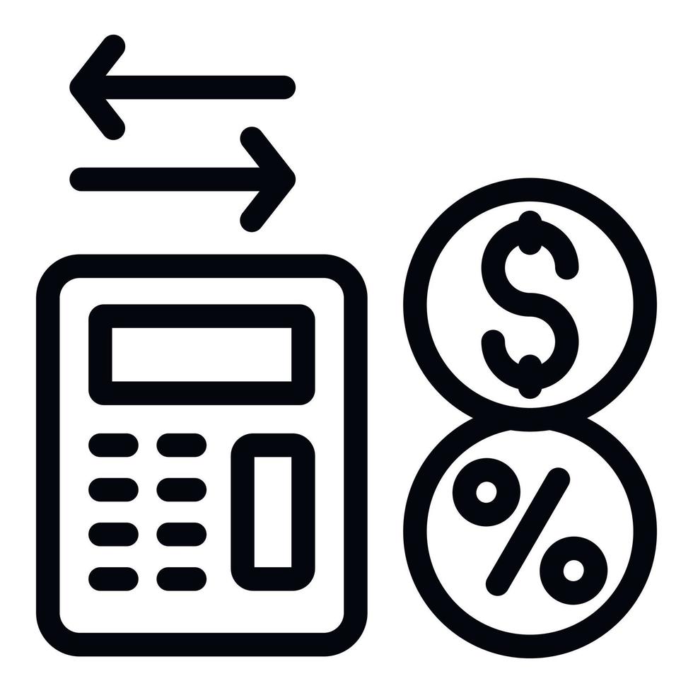 impuesto calculadora icono contorno vector. dinero regreso vector