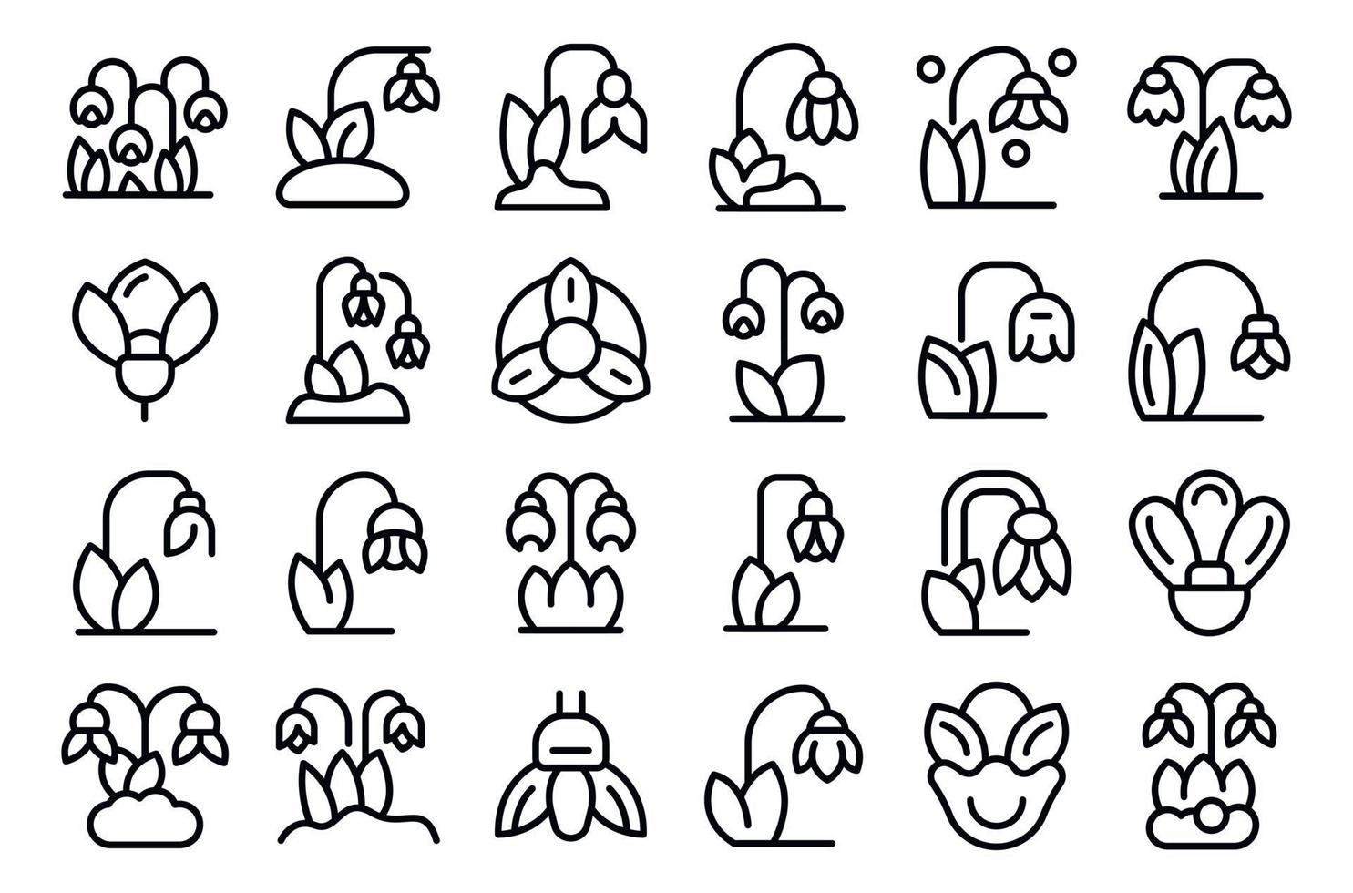 Snowdrop icons set outline vector. Nature flower vector