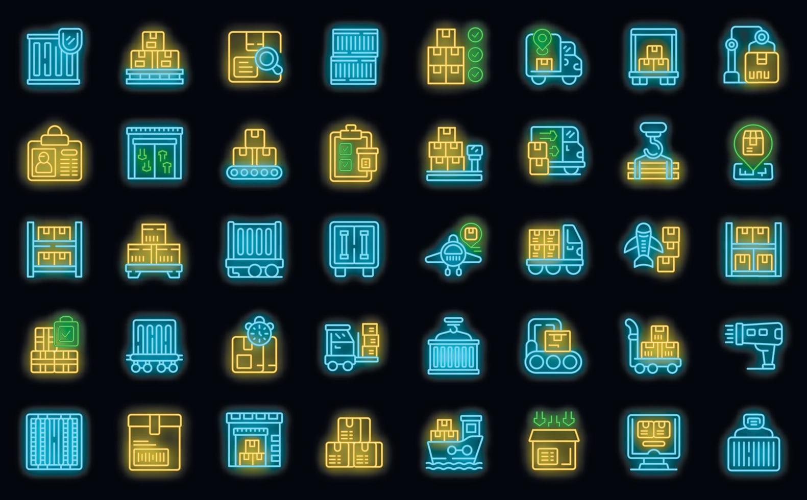 Loading of goods icons set vector neon