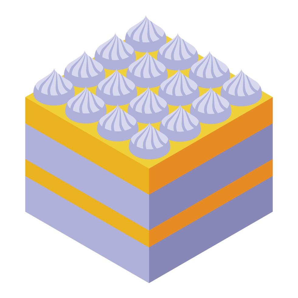 crema Tiramisu icono isométrica vector. pastel comida vector
