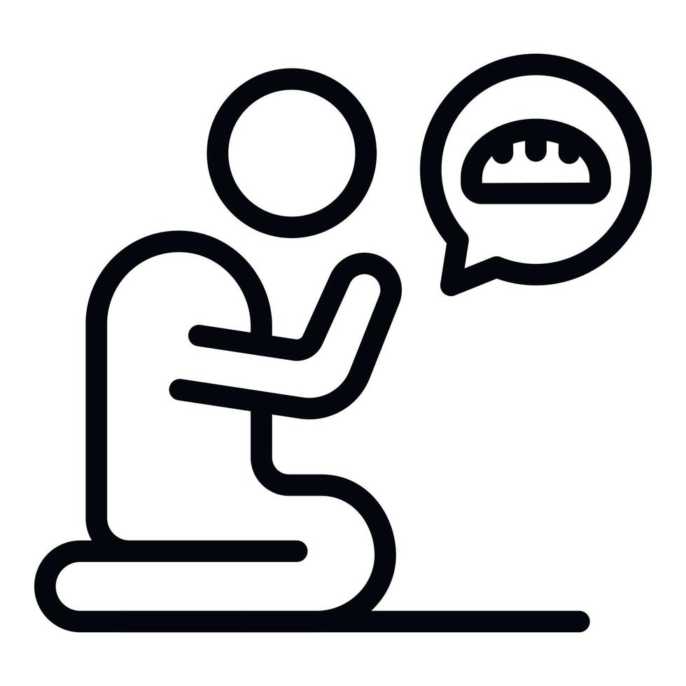 Man search food icon outline vector. Child hungry vector