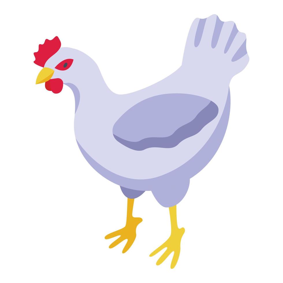 White chicken icon isometric vector. Chick egg vector