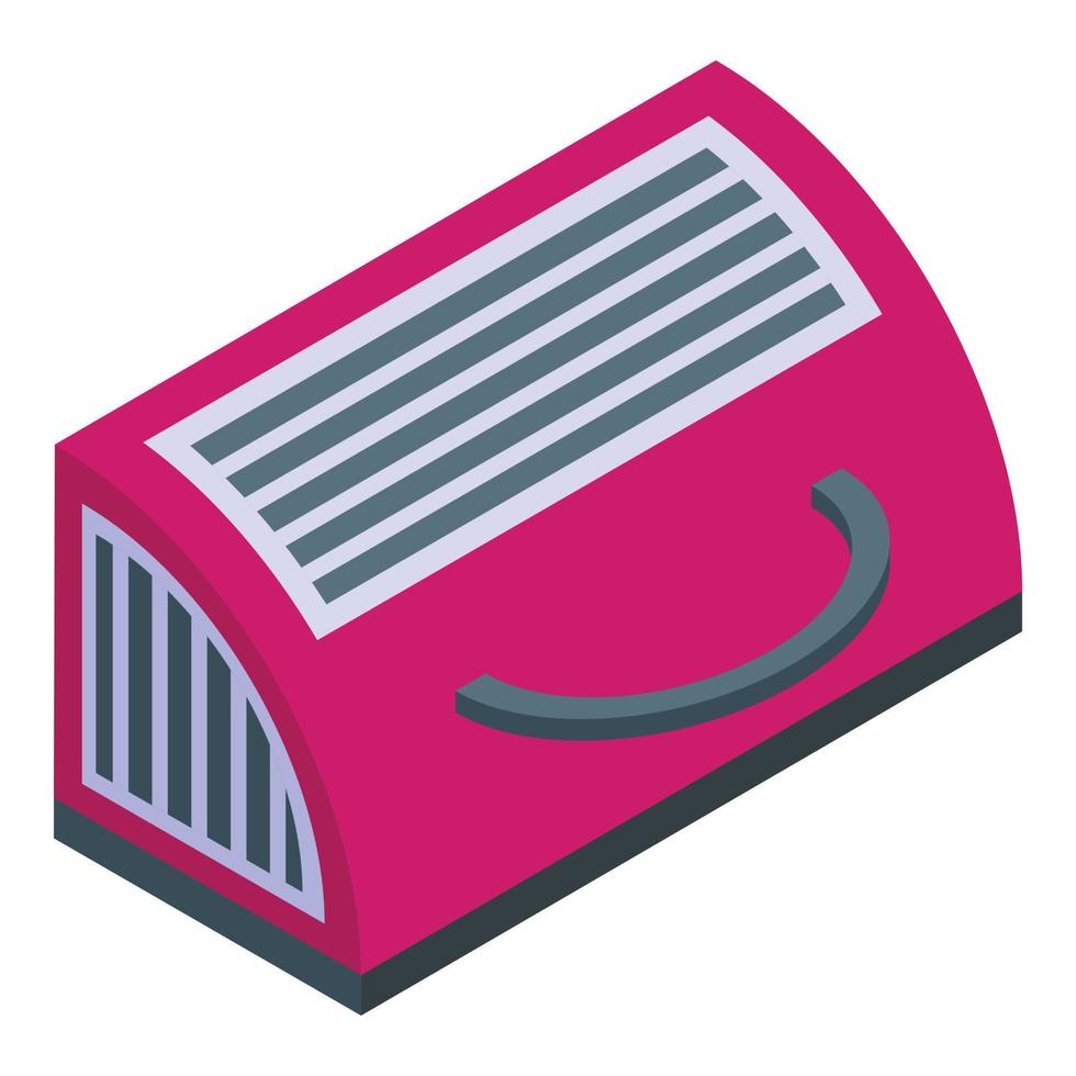 Pink cat carrier icon isometric vector. Pet travel vector